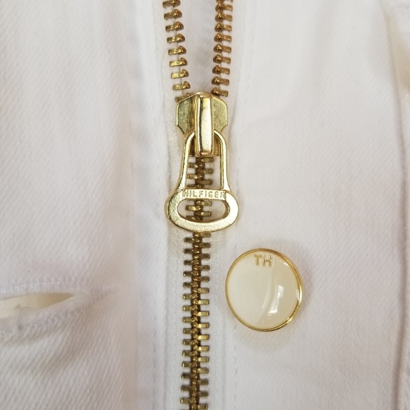 Tommy Hilfiger Jean Jacket Size Small White Gold - Picture 5 of 11